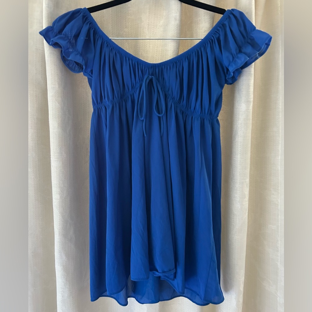 Electric blue vintage babydoll top